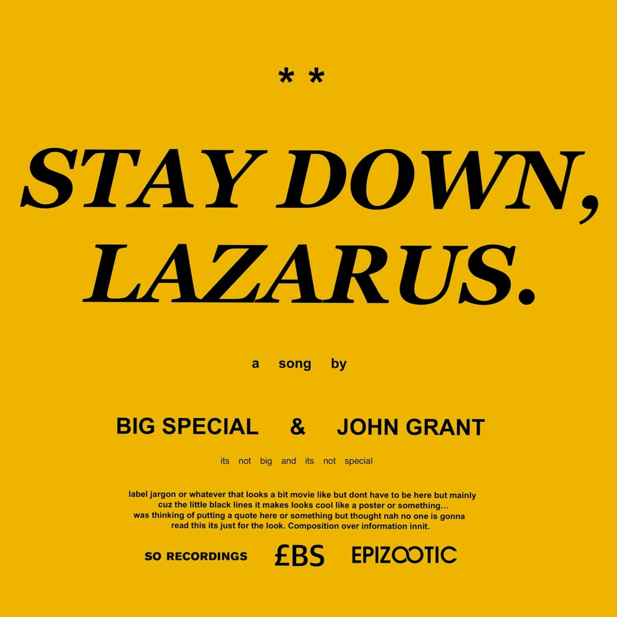STAY DOWN, LAZARUS - BIG SPECIAL, John Grant