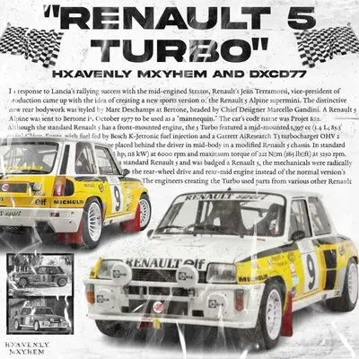 RENAULT 5 TURBO - DXCD77, HXAVENLY MXYHEM